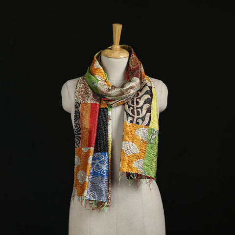 Bengal Kantha Handwork Patchwork Reversible Silk Stole 65
