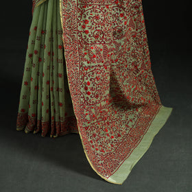 Bengal Kantha Hand Embroidery Silk Cotton Chapa Work Saree 35