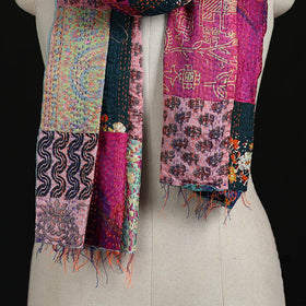 Bengal Kantha Handwork Patchwork Reversible Silk Stole 66
