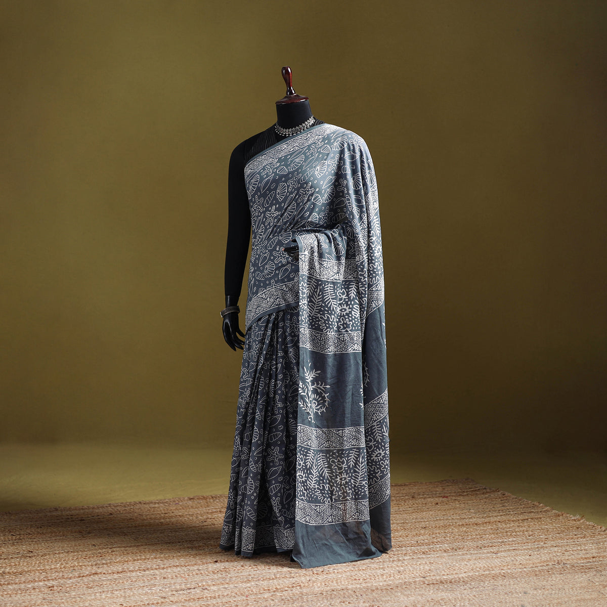 Bagru Hand Block Print Pure Mul Cotton Ready To Wear Saree 30