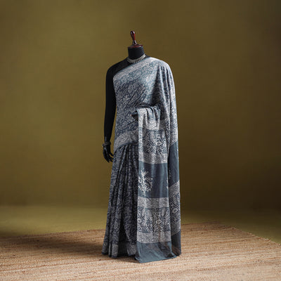 Bagru Hand Block Print Pure Mul Cotton Ready To Wear Saree 30