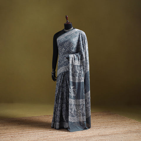 Bagru Hand Block Print Pure Mul Cotton Ready To Wear Saree 30