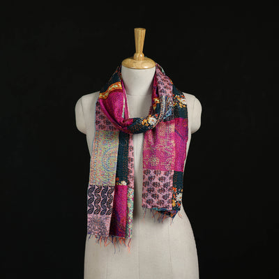 Bengal Kantha Handwork Patchwork Reversible Silk Stole 66