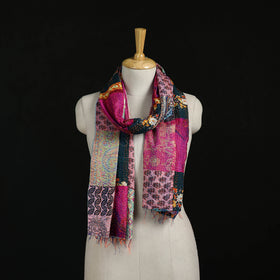 Bengal Kantha Handwork Patchwork Reversible Silk Stole 66