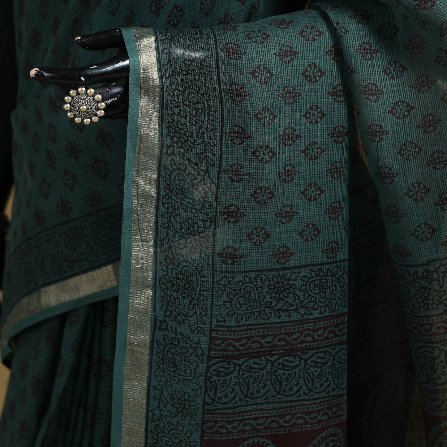 Bagh Hand Block Print Natural Dyed Kota Doria Cotton Saree 32