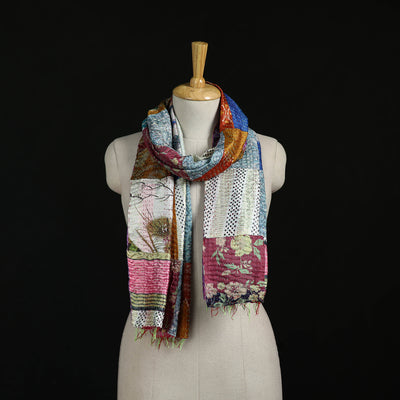 Bengal Kantha Handwork Patchwork Reversible Silk Stole 67