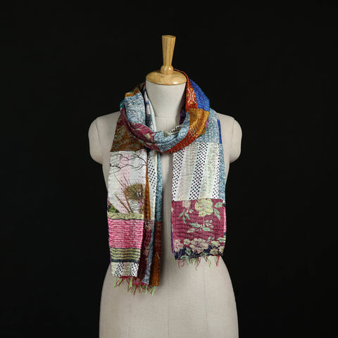 Bengal Kantha Handwork Patchwork Reversible Silk Stole 67
