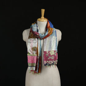 Bengal Kantha Handwork Patchwork Reversible Silk Stole 67