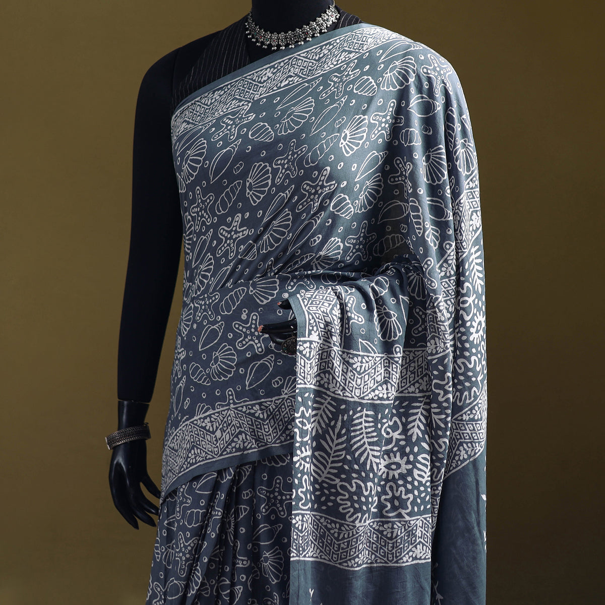 Bagru Hand Block Print Pure Mul Cotton Ready To Wear Saree 30