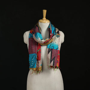 Bengal Kantha Handwork Patchwork Reversible Silk Stole 69