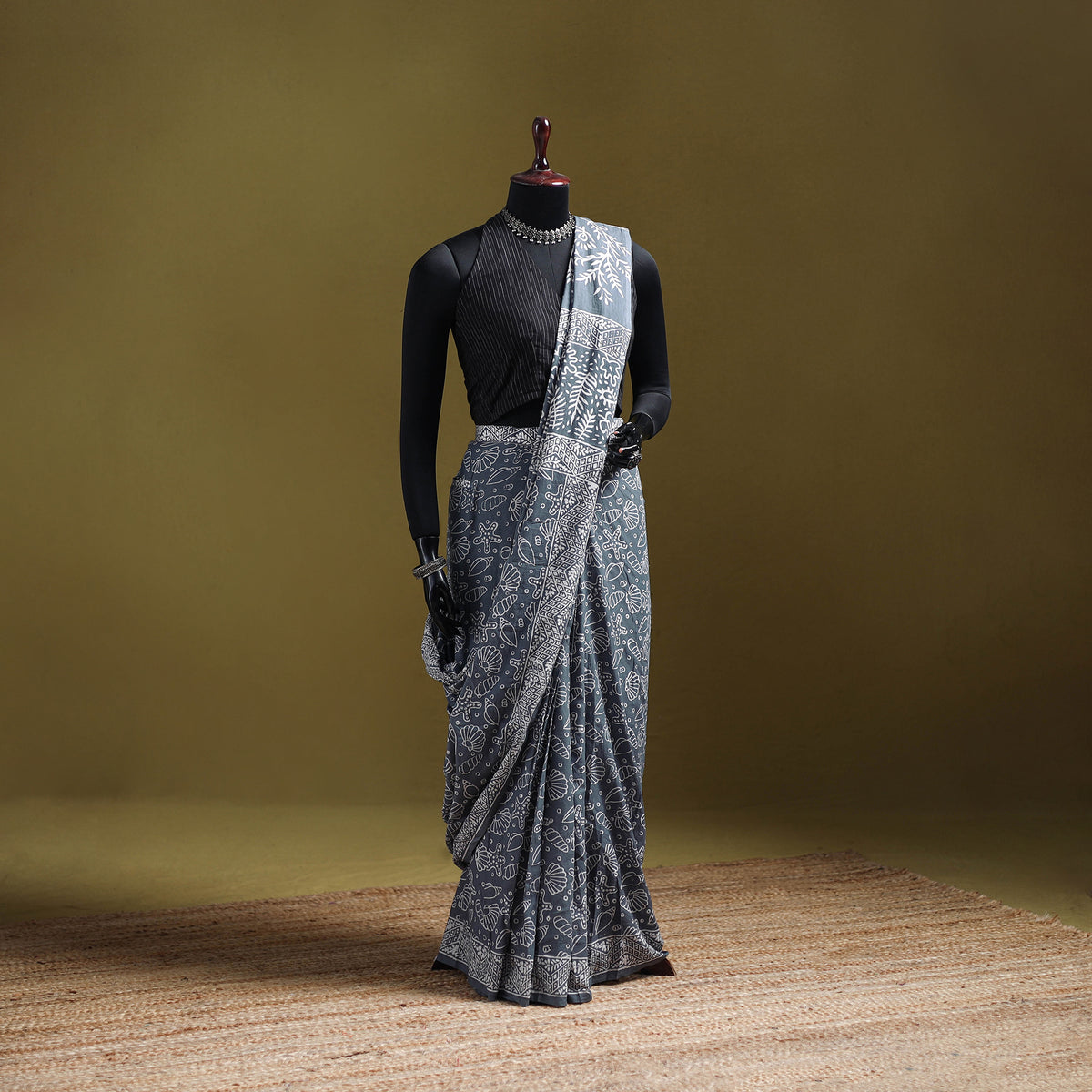 Bagru Hand Block Print Pure Mul Cotton Ready To Wear Saree 30