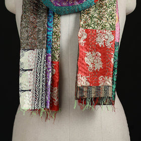 Bengal Kantha Handwork Patchwork Reversible Silk Stole 70