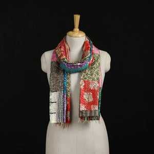 Bengal Kantha Handwork Patchwork Reversible Silk Stole 70