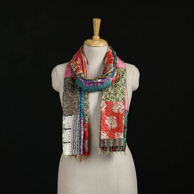 Bengal Kantha Handwork Patchwork Reversible Silk Stole 70