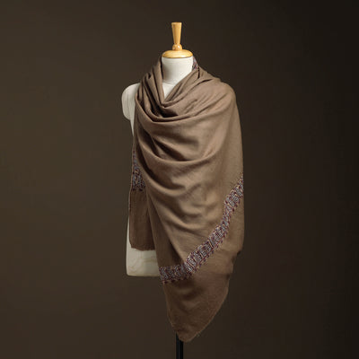Brown - sozni hand embroidery work kashmiri merino wool