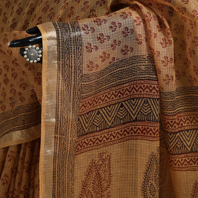 Bagh Hand Block Print Natural Dyed Kota Doria Cotton Saree 33