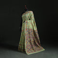 Green - Bengal Kantha Hand Embroidery Silk Cotton Chapa Work Saree 37