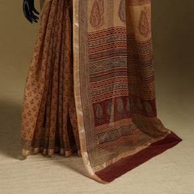 Bagh Hand Block Print Natural Dyed Kota Doria Cotton Saree 33