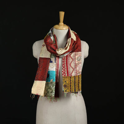 Bengal Kantha Handwork Patchwork Reversible Silk Stole 73