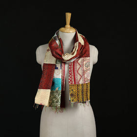 Bengal Kantha Handwork Patchwork Reversible Silk Stole 73