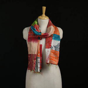 Bengal Kantha Handwork Patchwork Reversible Silk Stole 74