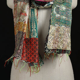 Bengal Kantha Handwork Patchwork Reversible Silk Stole 75