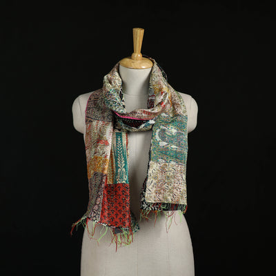 Bengal Kantha Handwork Patchwork Reversible Silk Stole 75