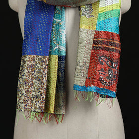 Bengal Kantha Handwork Patchwork Reversible Silk Stole 76