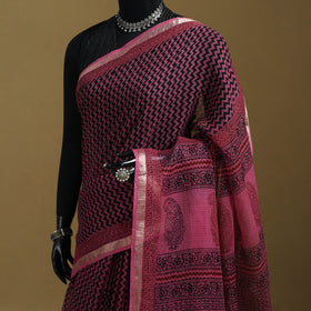 Bagh Hand Block Print Natural Dyed Kota Doria Cotton Saree 34