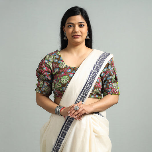 Brown - Kalamkari Printed Cotton Stitched Blouse