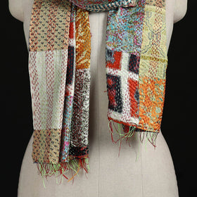 Bengal Kantha Handwork Patchwork Reversible Silk Stole 77