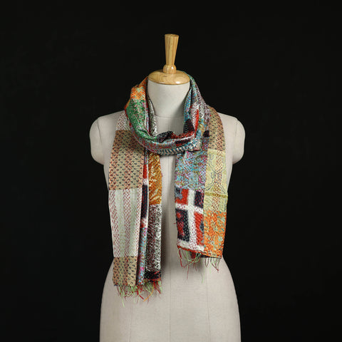 Bengal Kantha Handwork Patchwork Reversible Silk Stole 77