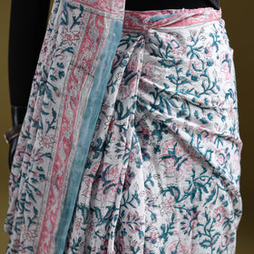Sanganeri Hand Block Print Pure Mul Cotton Ready To Wear Saree  14