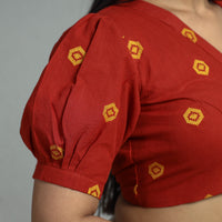 Red - Jacquard Weave Cotton Stitched Blouse 12