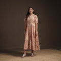 Sanganeri Floral Hand Block Print Cotton Tiered Long Dress for Women 09