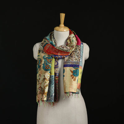Bengal Kantha Handwork Patchwork Reversible Silk Stole 78