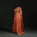 Orange - Bengal Kantha Hand Embroidery Silk Cotton Chapa Work Saree 38
