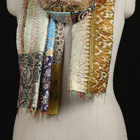 Bengal Kantha Handwork Patchwork Reversible Silk Stole 80