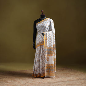 Sanganeri Hand Block Print Pure Mul Cotton Ready To Wear Saree  15