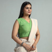 Green - Jacquard Weave Cotton Stitched Blouse 15