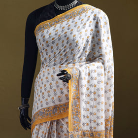 Sanganeri Hand Block Print Pure Mul Cotton Ready To Wear Saree  15