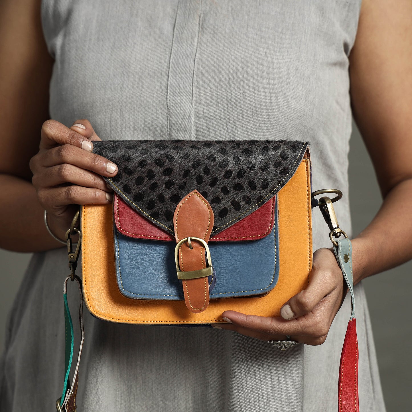 Multicolor - Handcrafted Fur Leather Sling Bag