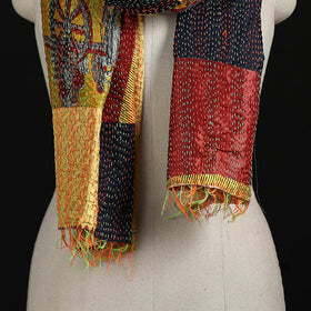 Bengal Kantha Handwork Patchwork Reversible Silk Stole 82