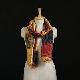 Bengal Kantha Handwork Patchwork Reversible Silk Stole 82