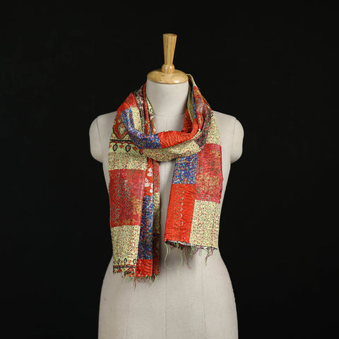 Bengal Kantha Handwork Patchwork Reversible Silk Stole 84