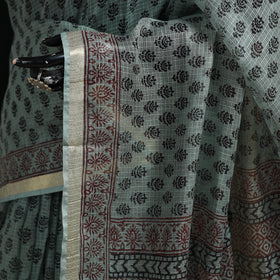 Bagh Hand Block Print Natural Dyed Kota Doria Cotton Saree 36