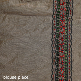 Beige - Bengal Kantha Hand Embroidery Silk Cotton Chapa Work Saree 39