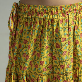 Sanganeri Block Printed Tiered Cotton Long Skirt