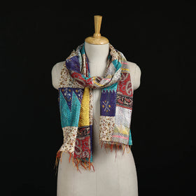 Bengal Kantha Handwork Patchwork Reversible Silk Stole 85