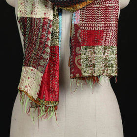 Bengal Kantha Handwork Patchwork Reversible Silk Stole 86